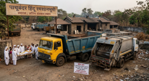 पाचूबंदर हिंदू स्मशानभूमी की कचरा वाहनांचा अधिकृत तळ?