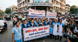‘समान काम समान वेतन’ नाकारणाऱ्या वसई-विरार पालिकेची क्रूर थट्टा; कामगारांच्या पैशांवर डल्ला मारणाऱ्या प्रशासनाविरोधात ‘स्वराज अभियान’ आक्रमक